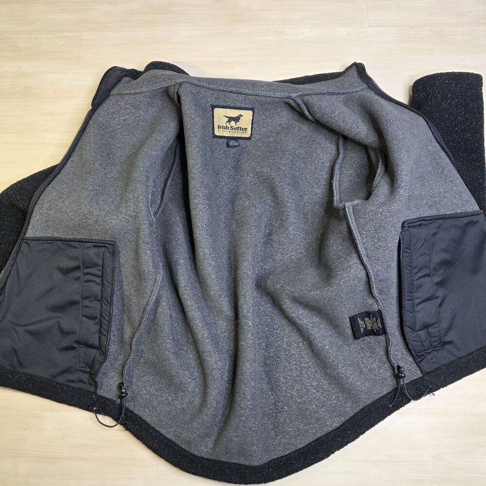 Irish Setter Fleece Jacket Gray Hunting Heavy Full Zip Pockets UltraDry Medium‎ - Picture 4 of 9